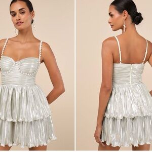Lulu's Shimmering Silver Mini Dress